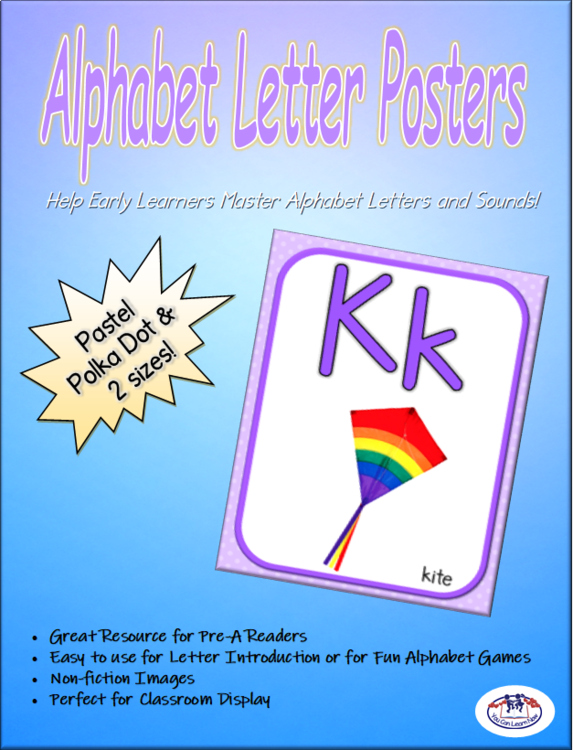 Alphabet Posters with Non-Fiction Images (Pastel Polka Dot)